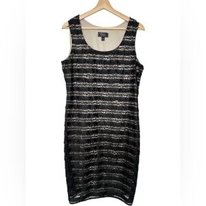 Collection Dressbarn Sequined Black Lace Overlay Sleeveless Dress Size 14